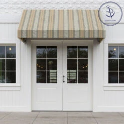 Sunbrella® Awning Stripe 4777-0000 Grey/Beige Chip Fancy 46" Fabric -Famous Fabric Store Sunbrella 4777 0000 Grey Beige Chip Fancy Stripe 46 Signature Series Awning Stripe 72