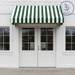 Sunbrella® Awning Stripe 4806-0000 Beaufort Forest Green/Natural 6 Bar 46" Fabric -Famous Fabric Store Sunbrella 4806 0000 Forest Green Natural 6 Bar 46 707