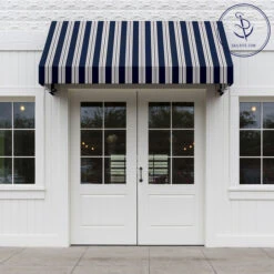 Sunbrella® Awning Stripe 4902-0000 Captain Navy/Natural Classic 46" Fabric -Famous Fabric Store Sunbrella 4902 0000 Captain Navy Natural Classic 46 Awning Signature Series Stripe 707