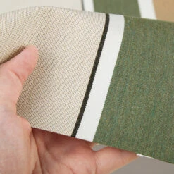 Sunbrella® Awning Stripe 4959-0000 Fern/Heather Beige Block 46" Fabric -Famous Fabric Store Sunbrella 4959 0000 Fern Heather Beige Block Stripe 46 Signature Series Awning Stripe 4
