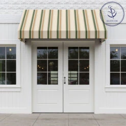 Sunbrella® Awning Stripe 4959-0000 Fern/Heather Beige Block 46" Fabric -Famous Fabric Store Sunbrella 4959 0000 Fern Heather Beige Block Stripe 46 Signature Series Awning Stripe 707